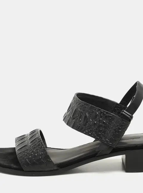 Alexander Wang Black Croc Embossed Leather Slingback Sandals Size 36