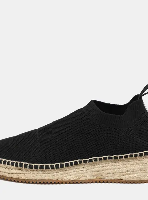 Alexander Wang Black Knit Fabric Dylan Espadrille Flats Size 37