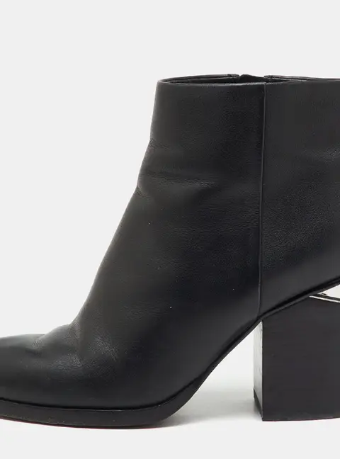 Alexander Wang Black Leather Gabi Ankle Length Boots Size 36.5