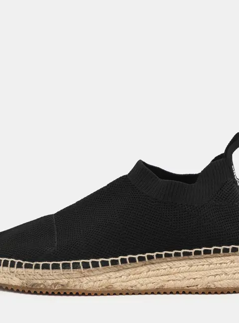 Alexander Wang Black Knit Fabric Dylan Espadrille Flats Size 37