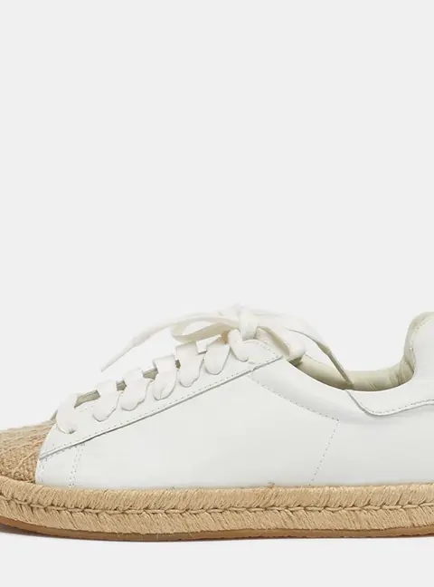 Alexander Wang Size 36 White Leather Jute Cap Toe Espadrille Low Top Sneakers