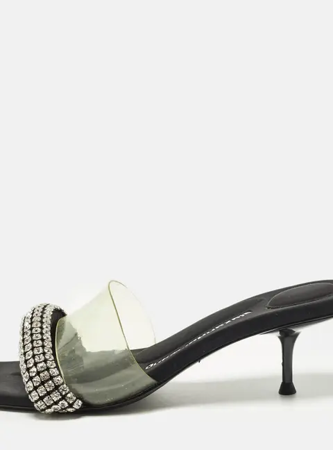 Alexander Wang Jessie Size 37 Black/Transparent  Fabric and PVC Slide Sandals