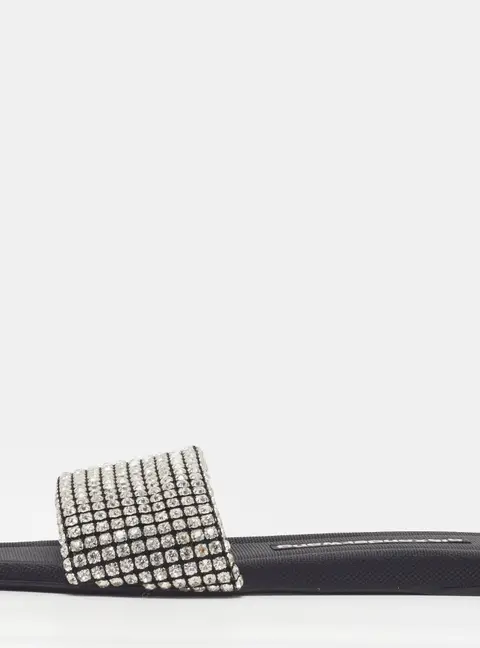 Alexander Wang Anya Size 37.5 Black Leather Flat Slides