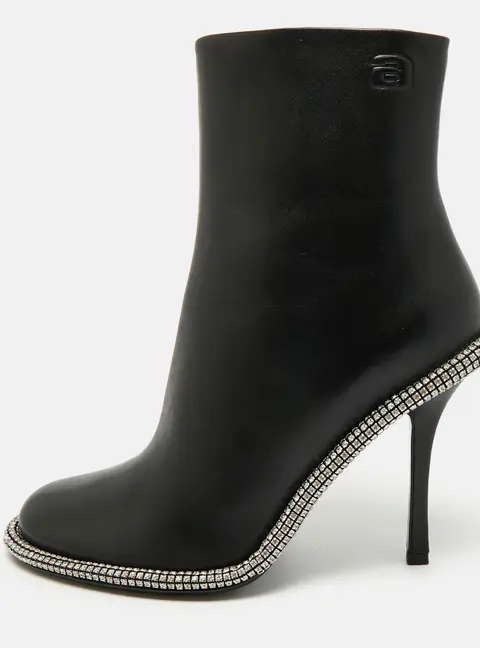 Alexander Wang Kira Size 38.5 Black Leather Ankle Length Boots
