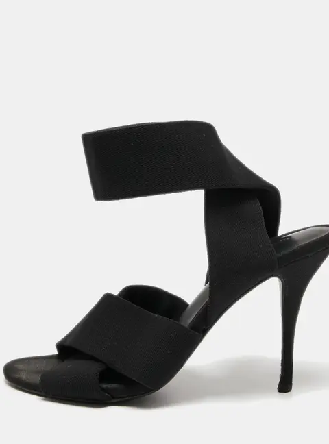 Alexander Wang Black Canvas Ankle Wrap Sandals Size 36