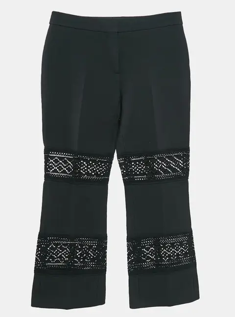 Alexander McQueen Black Wool Blend Lace Trimmed Trousers S