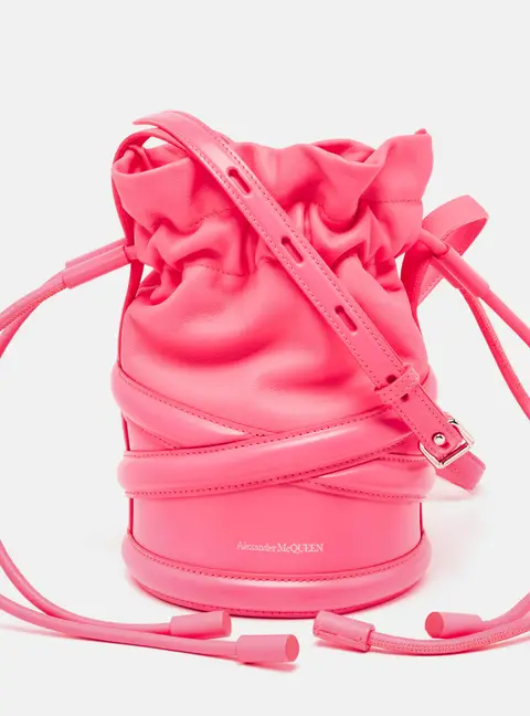 Alexander McQueen Neon Pink Leather The Soft Curve Bucket Bag