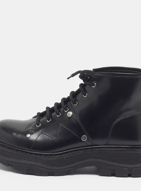Alexander McQueen Tread Size 40 Black Leather Combat Boots