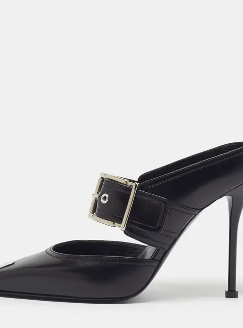 Alexander McQueen Punk Size 39 Black Leather Mules