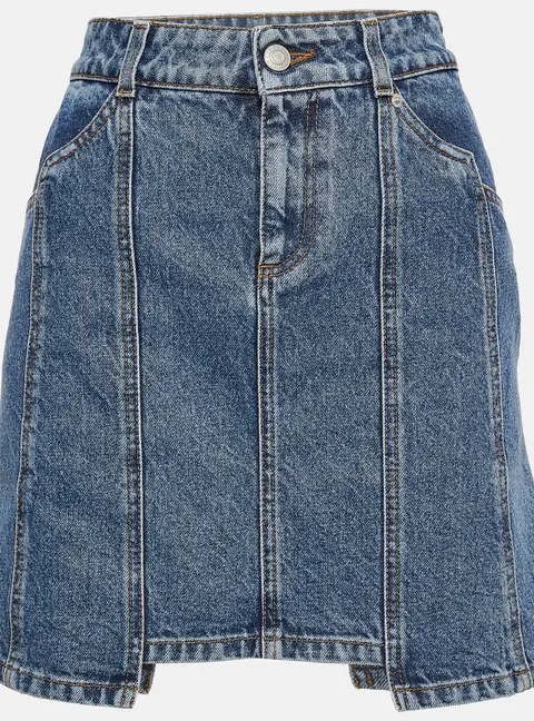 Alexander McQueen Blue Embroidered Denim Mini Skirt S