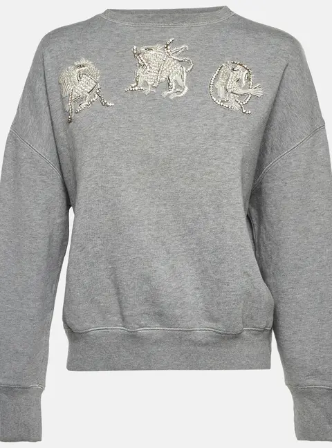 Alexander McQueen Grey Cotton Embellished Sweatshirt S