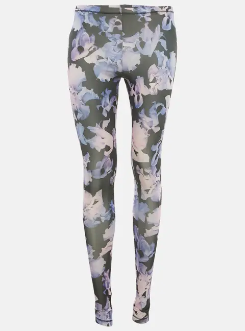 Alexander McQueen Black/Purple Floral Print Leggings XS