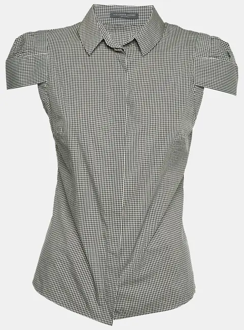 Alexander McQueen Black & White Gingham Print Cotton Blend Shirt S