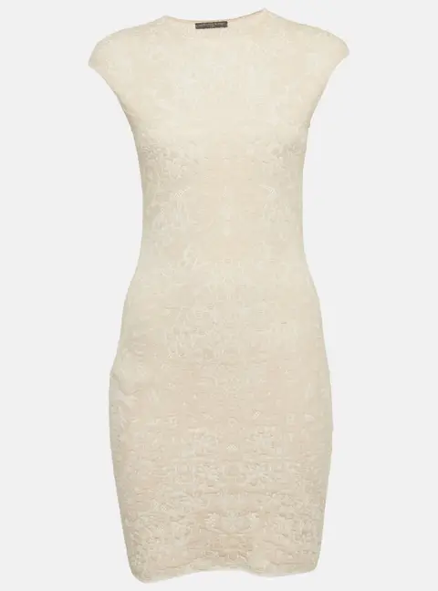 Alexander McQueen Pink Jacquard Knit Mini Bodycon Dress XS