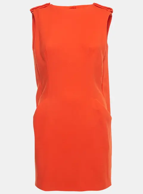 Alexander McQueen Orange Wool Crepe Back Open Shift Dress S