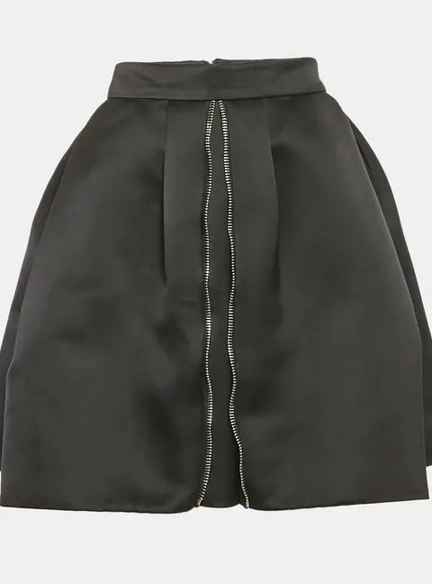 Alexander McQueen Black Satin Pleated Mini Skirt S