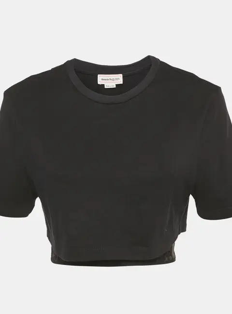 Alexander McQueen Black Cotton Layered Corset T-Shirt S