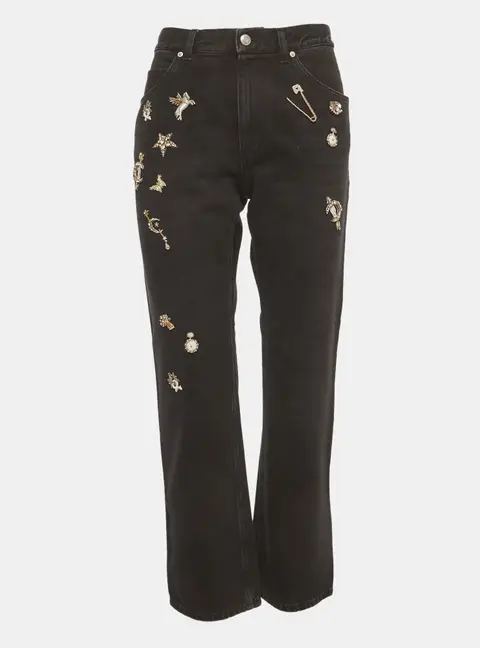 Alexander McQueen Black Denim Embellished Jeans S/Waist 30"