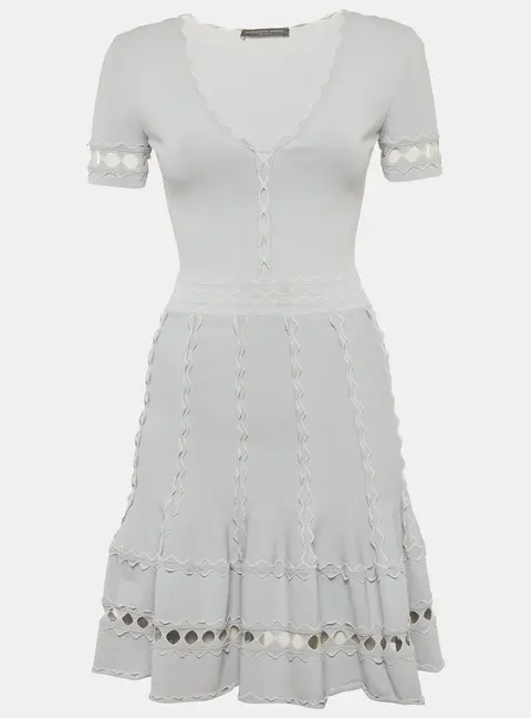 Alexander McQueen Blue Stretch Knit Mini Dress S