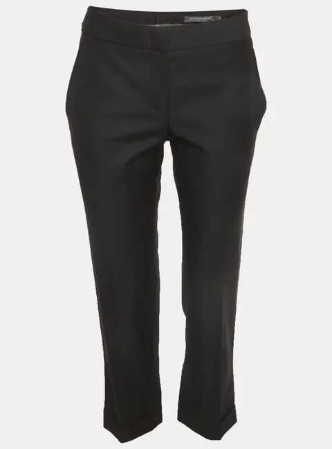 Alexander McQueen Black Wool Blend Straight Fit Trouser M
