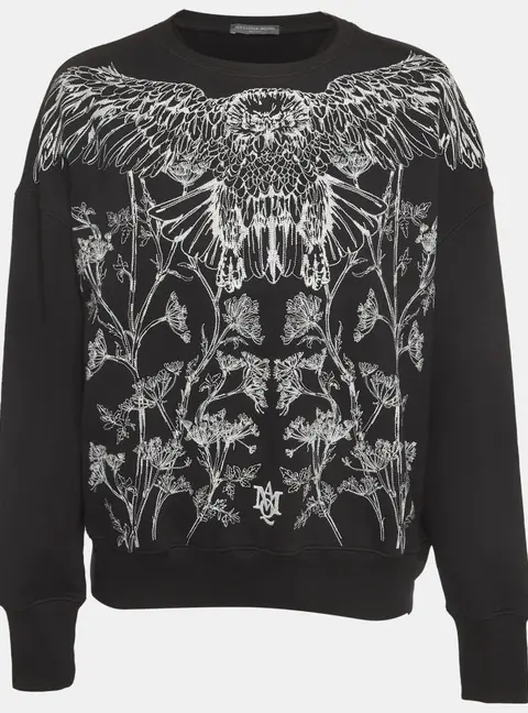 Alexander McQueen Black Embroidered Cotton Sweatshirt S
