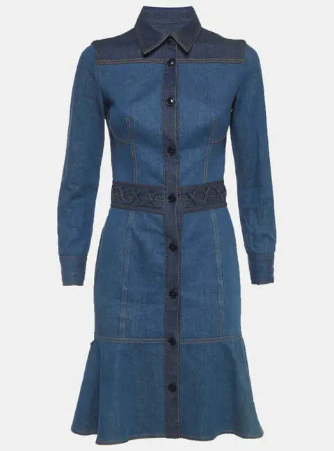 Alexander McQueen Blue Denim Buttoned Front Dress S
