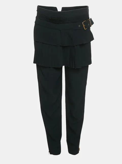 Alexander McQueen Black Crepe Pleated Detail Trousers M
