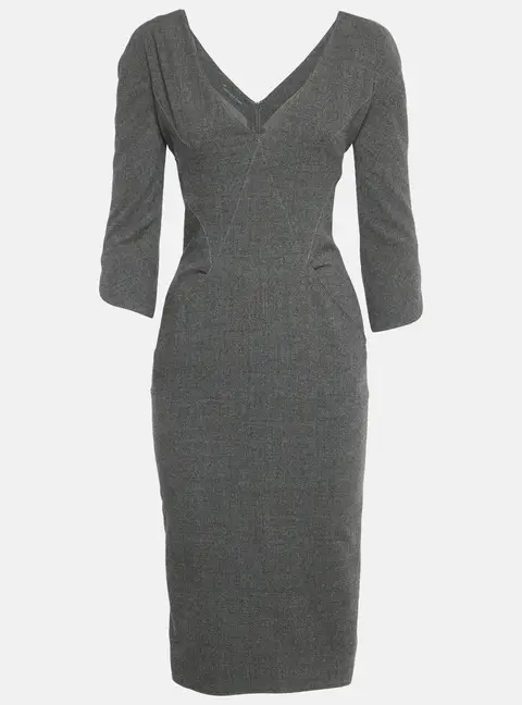 Alexander McQueen Grey Wool Mini Dress S