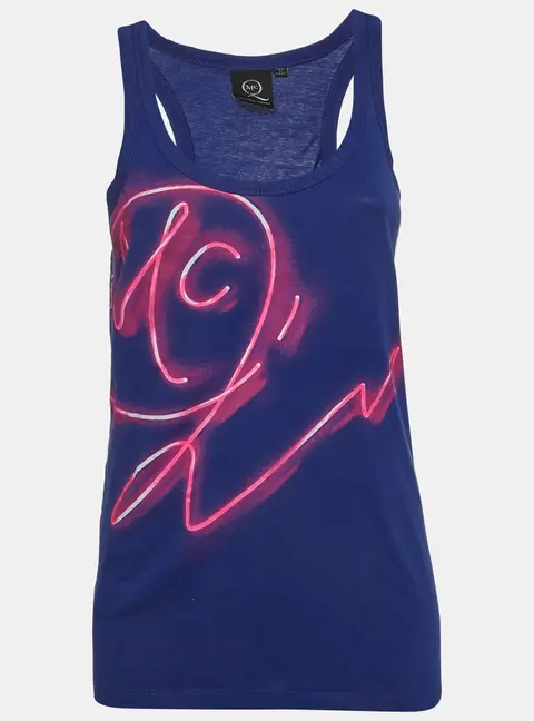 McQ by Alexander McQueen Navy Blue Printed Cotton Tank Top M