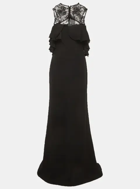 Alexander McQueen Black Crepe Bustier Long Dress L