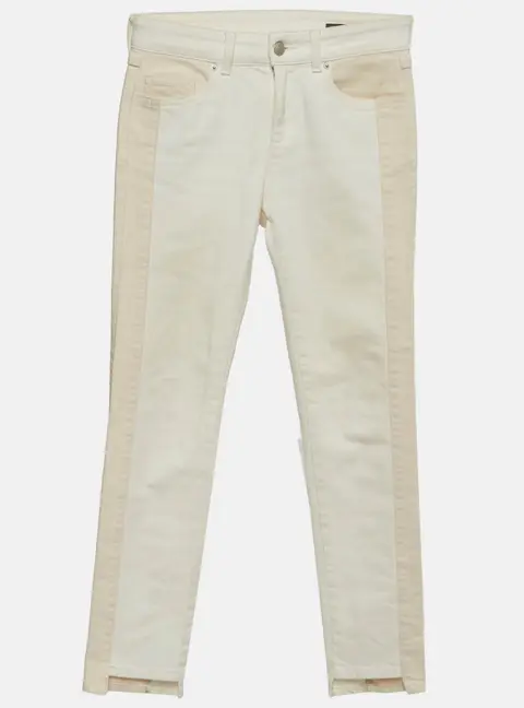 Alexander McQueen White/Cream Paneled Denim Skinny Jeans S/Waist 28"