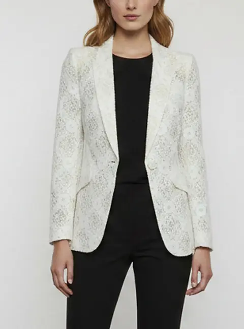 Alexander McQueen White Lace Single Breasted Blazer M