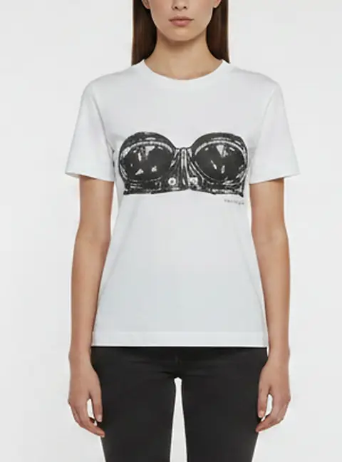 Alexander McQueen White Biker Bra Graphic Jersey T-Shirt M
