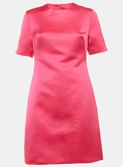 Alexander McQueen Pink Satin Zip Detail Mini Dress M