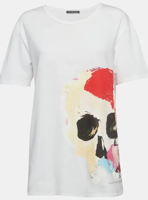 Alexander McQueen White Graphic Print Crew Neck T-Shirt M