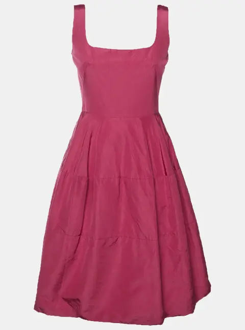 Alexander McQueen Pink Silk Faille Flared Mini Dress S