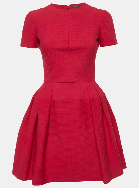 Alexander McQueen Hot Pink Jacquard Flared Mini Dress S