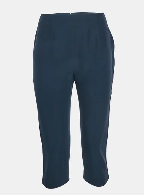 Alexander McQueen Navy Blue Crepe Zip Detail Culottes S