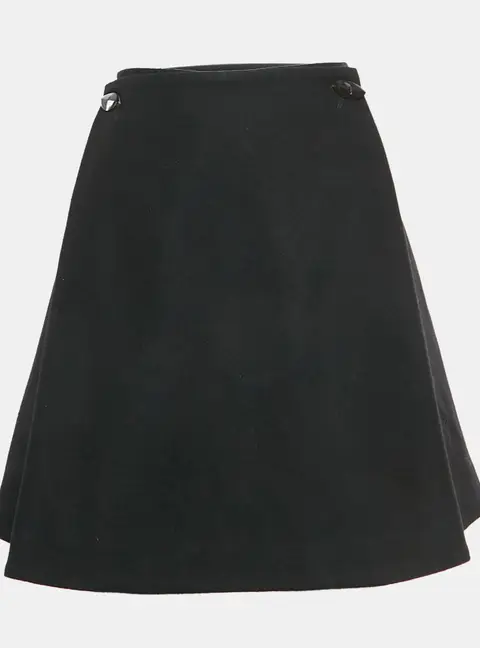 Alexander McQueen Black Felt Pleated Mini Skirt S