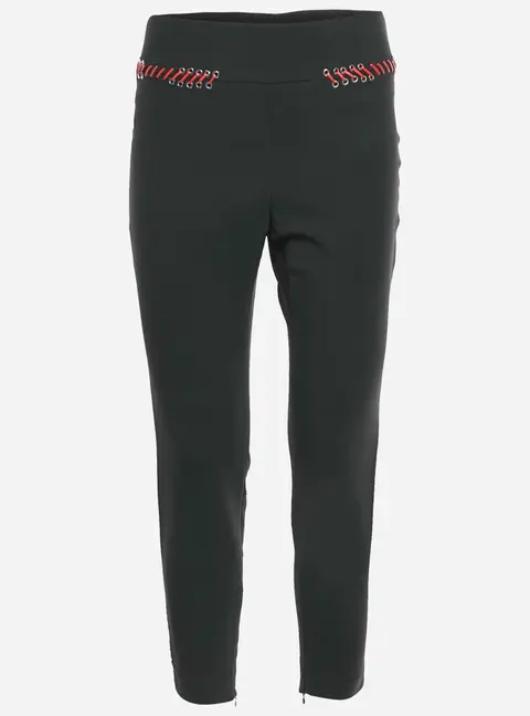 Alexander McQueen Black Stretch Crepe Whip Stitch Skinny Pants M