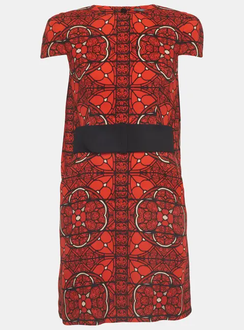 Alexander McQueen Red Kaleidoscope Print Crepe Shift Dress M