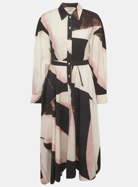 Alexander McQueen Multicolour Abstract Print Cotton Shirt Dress M