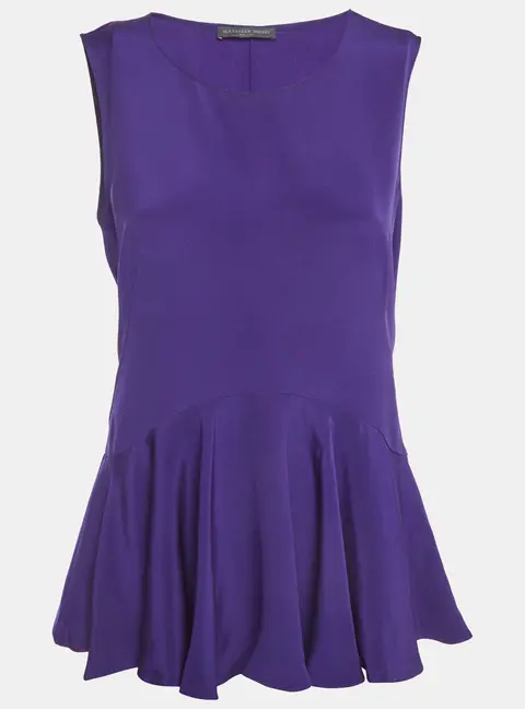 Alexander McQueen Purple Silk Peplum Sleeveless Top M