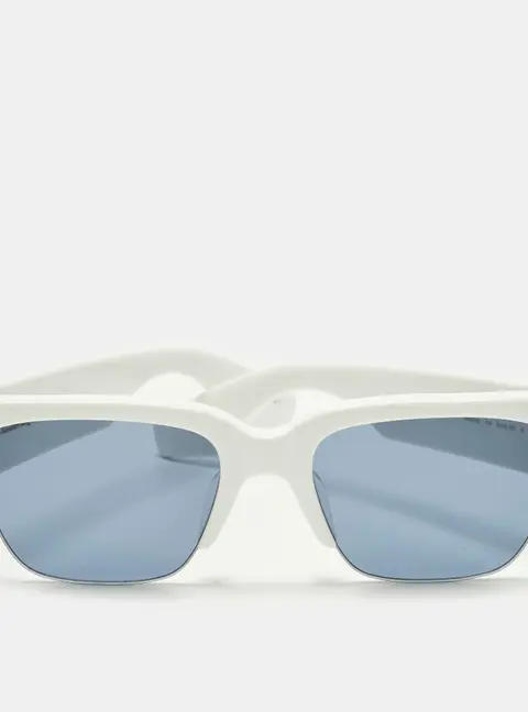 Alexander McQueen White/Blue AM0405S Frame Square Sunglasses