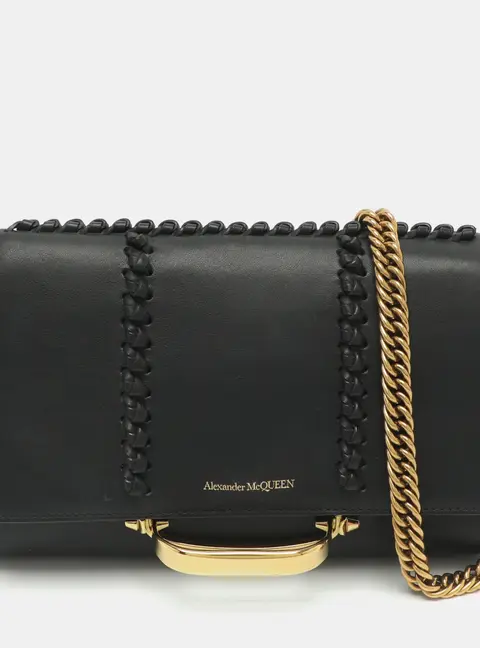 Alexander McQueen The Story Black Leather Shoulder Bag