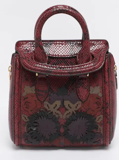 Alexander McQueen Red/Black Snakeskin Patchwork Mini Heroine Bag