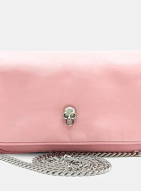 Alexander McQueen Small Skull Pink Nylon Crossbody Bag