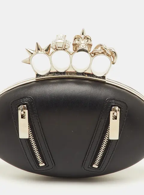 Alexander McQueen Box Black Leather Clutch