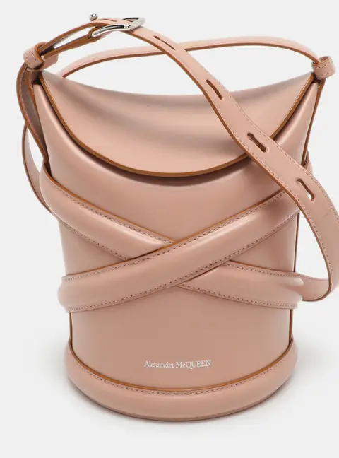 Alexander McQueen The Curve Dusty Pink Leather Bucket Bag