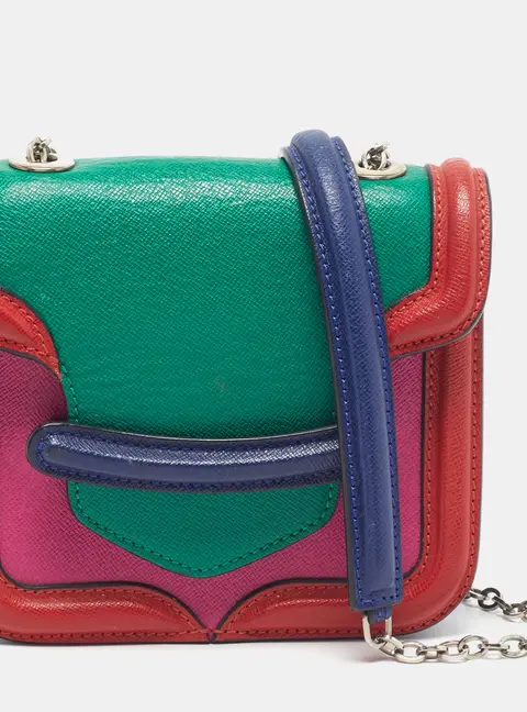 Alexander McQueen Heroine Chain Mini Multicolor Leather Crossbody Bag